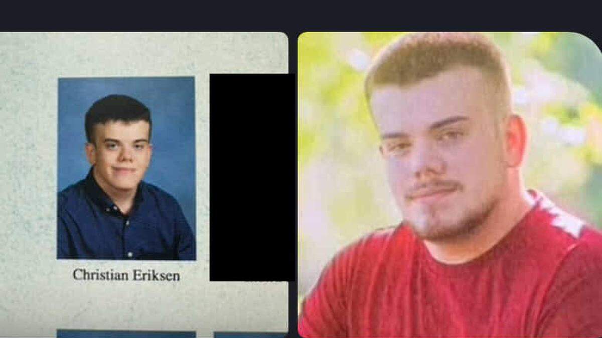 Photos of Phoenix Ikner, who changed his name in 2020 from Christian Eriksen, taken from school yearbooks. The photo on the left is from Swift Creek Middle School. The photo on the right is from Lincoln High School.