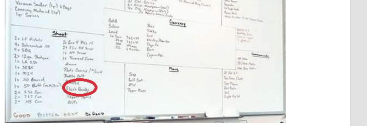 The white board shown on Jeremy Michael Brown’s Zillow listing, included in a search warrant.