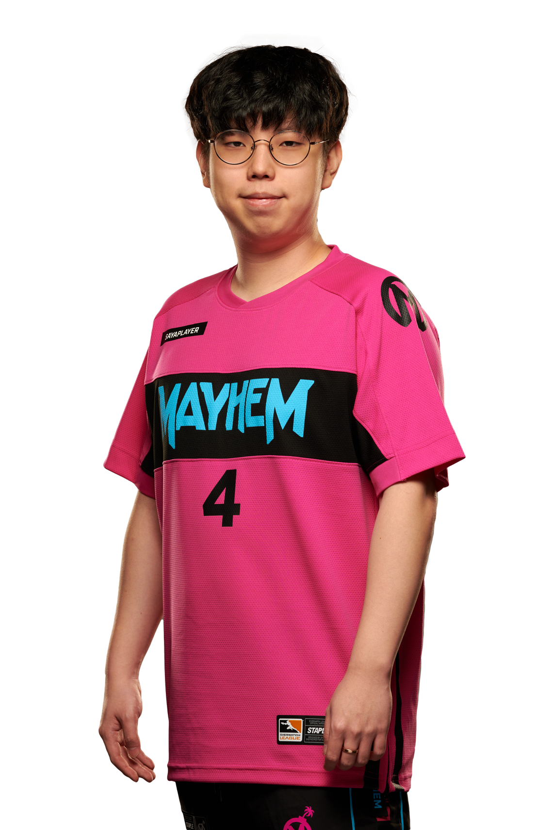 Jung-woo Ha, better known as “Sayaplayer,” models Florida Mayhem’s Vice-inspired jerseys.