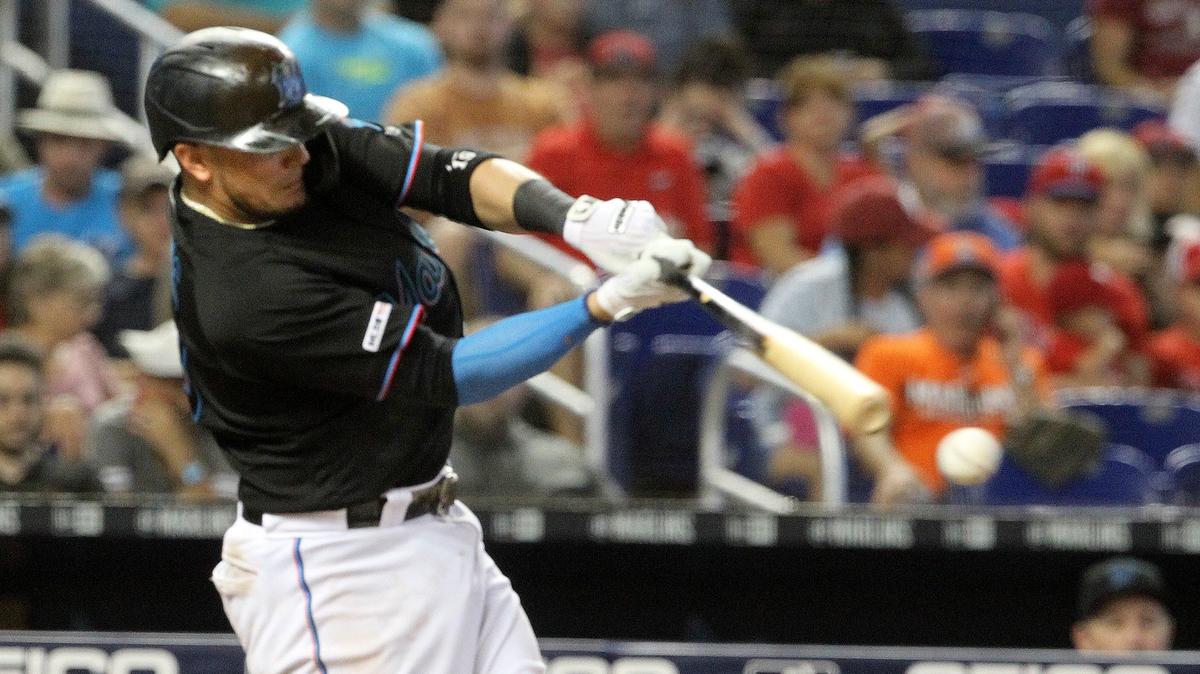 Shortstop Miguel Rojas started the Miami Marlins’ seventh-inning rally that proved pivotal in Miami’s series-clinching win over the Philadelphia Phillies on Saturday, June 29, 2019, at Marlins Park.