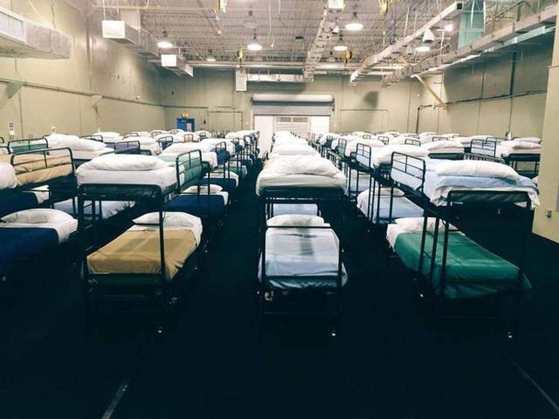 A 2016 photo, provided by the federal government, of a dorm at the Homestead compound that housed hundreds of immigrant children at that time. Media have not been allowed inside the former Job Corps facility since it reopened in 2018, so it's not known if the quarters have changed.