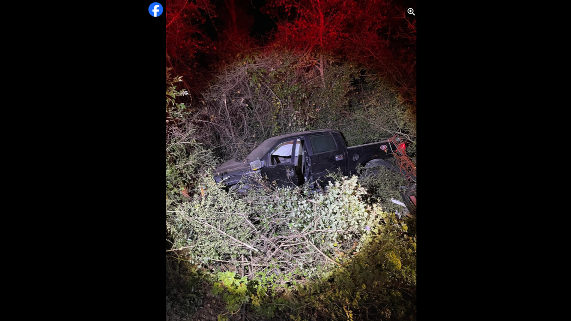 The truck’s driver’s seat was empty when officials arrived, the fire department said.