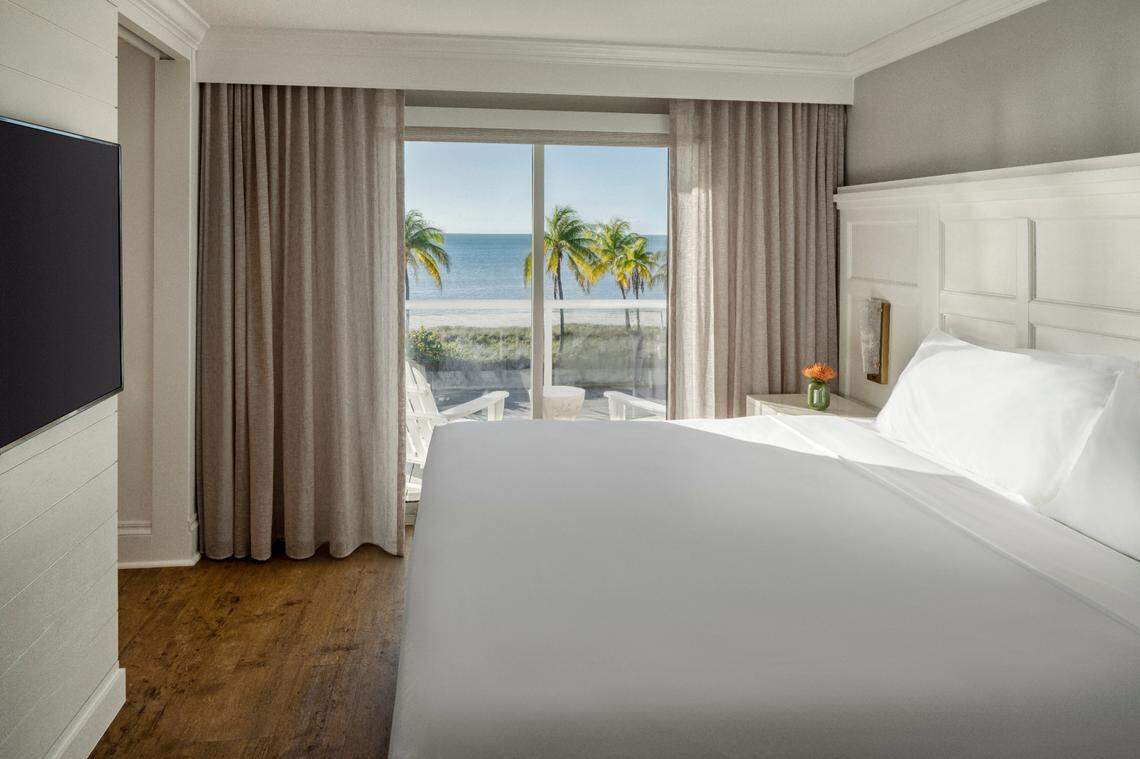 A view from a King room with an ocean view at Margaritaville Beach House in Key West.