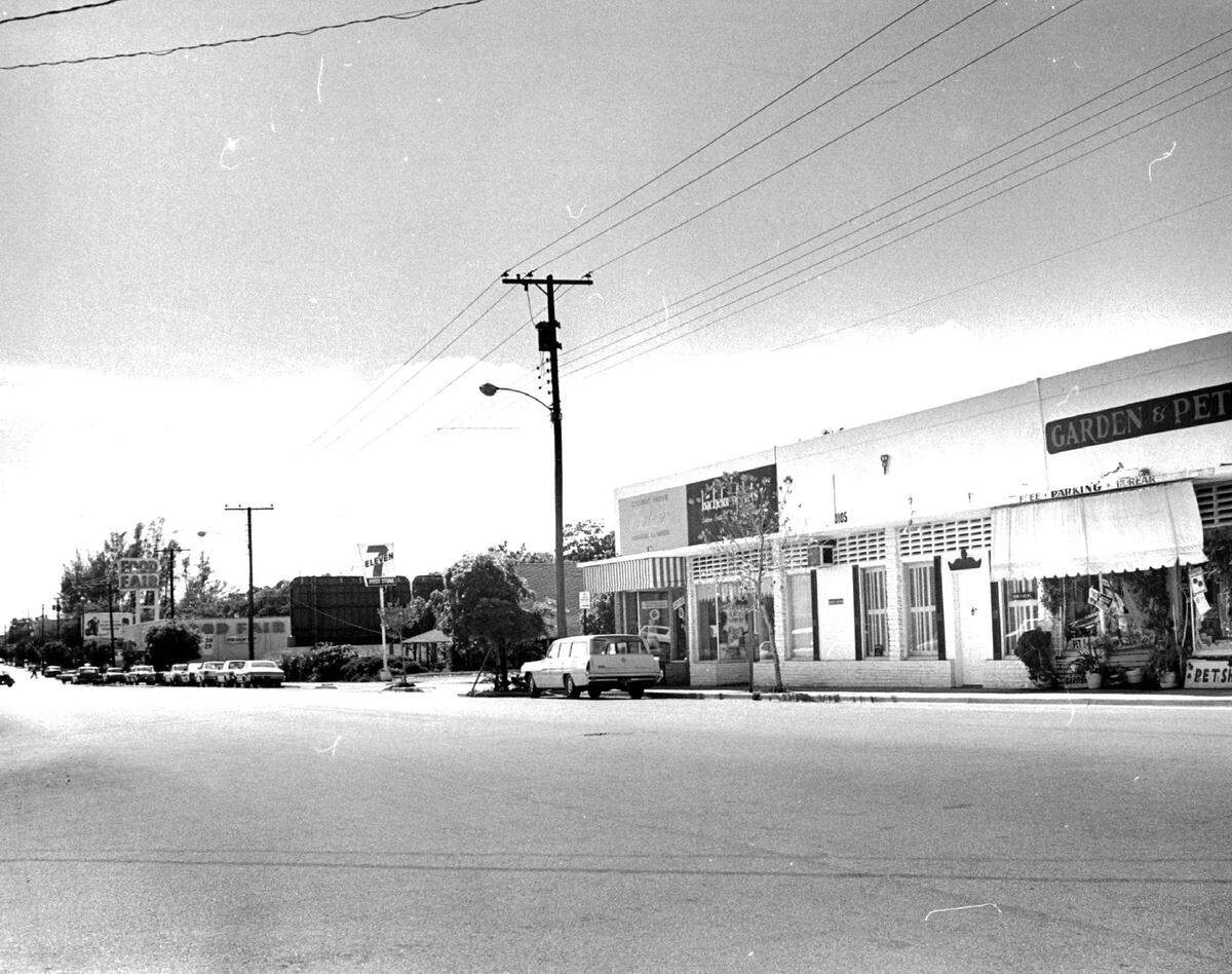 Looking west on Grand Avenue in 1967, with Food Fair supermarket in the background.