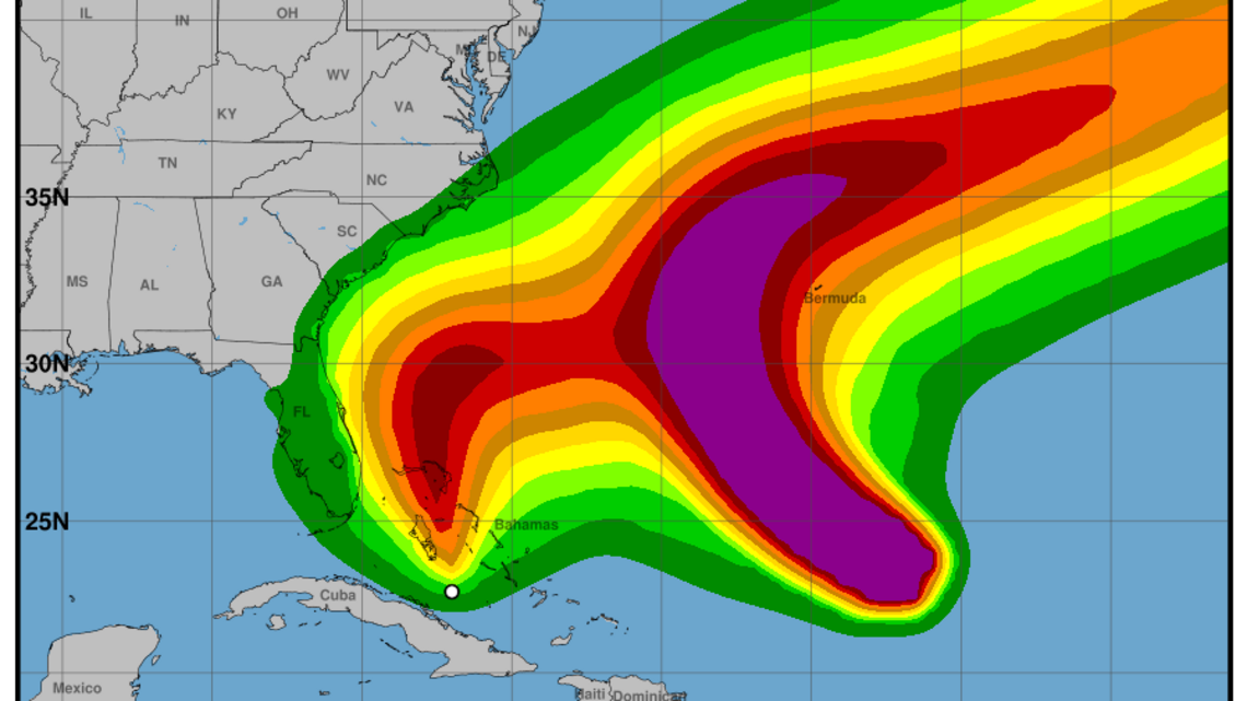Will Tropical Storm Imelda affect the Dolphins-Jets game Monday night?