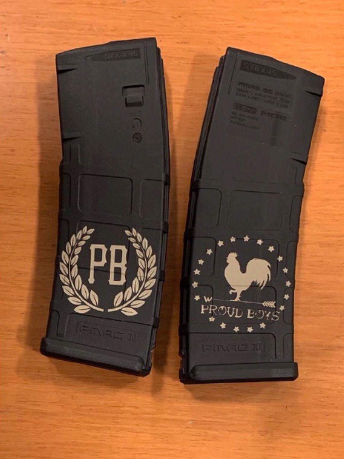 Image of two empty high-capacity magazines that police say they found in Henry “Enrique” Tarrio Jr.’s backpack when he was arrested Jan. 4 in Washington, D.C.