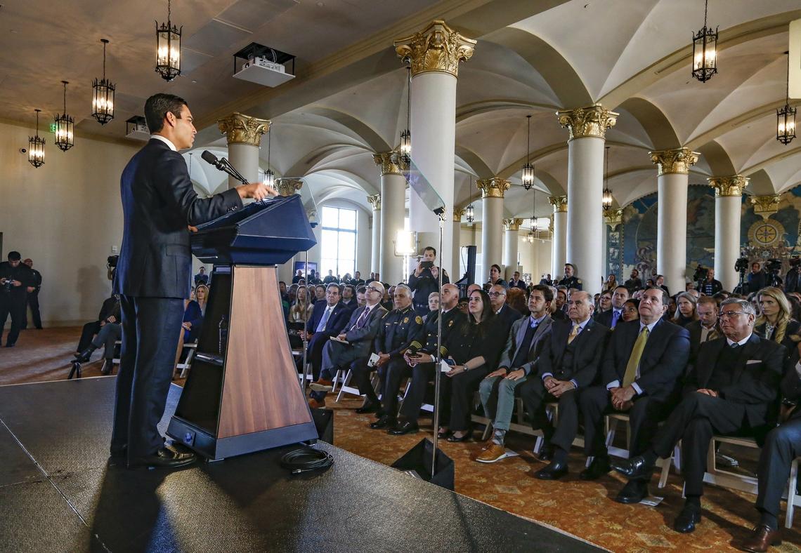 City of Miami Mayor Francis Suarez delivers the 2019 State of the City Address at the Miami Freedom Tower on Tuesday, Jan. 29, 2019.