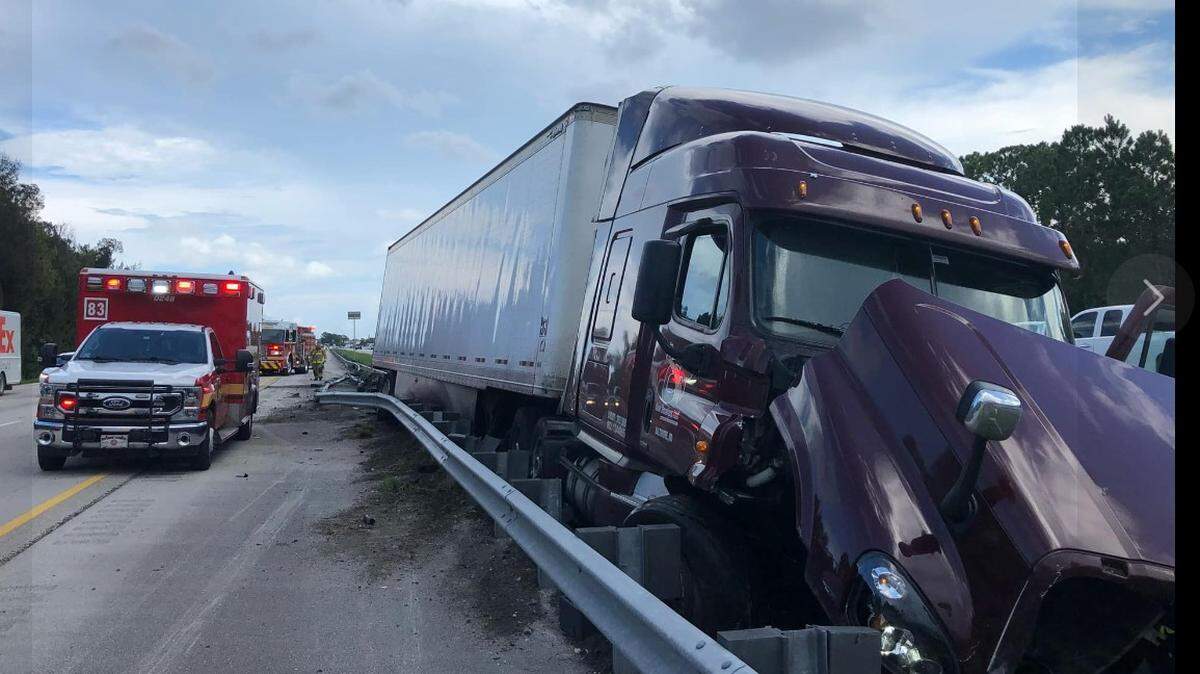 Truck and car collided in West Melbourne, Florida