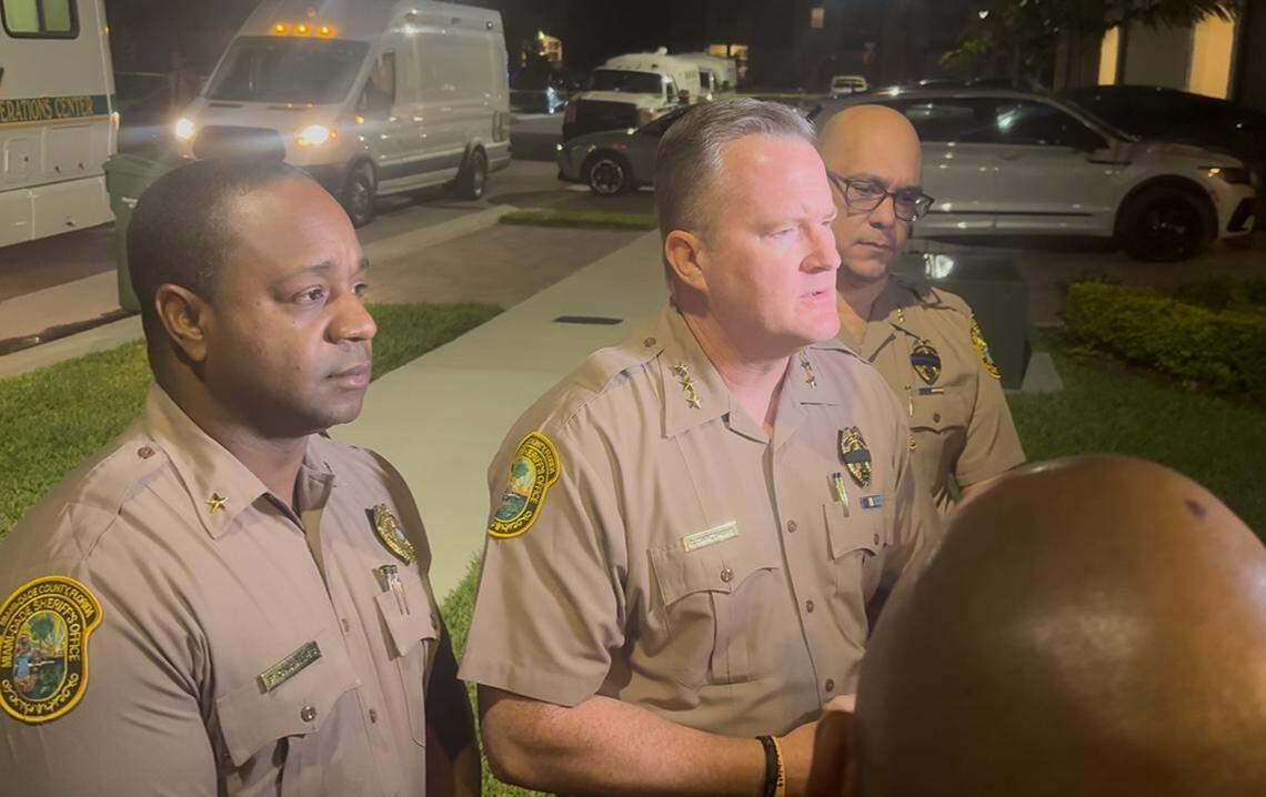 Miami-Dade Undersheriff Christopher Carothers speaks to reporters about a deputy-involved shooting in Homestead Monday night, Nov. 3, 2025.