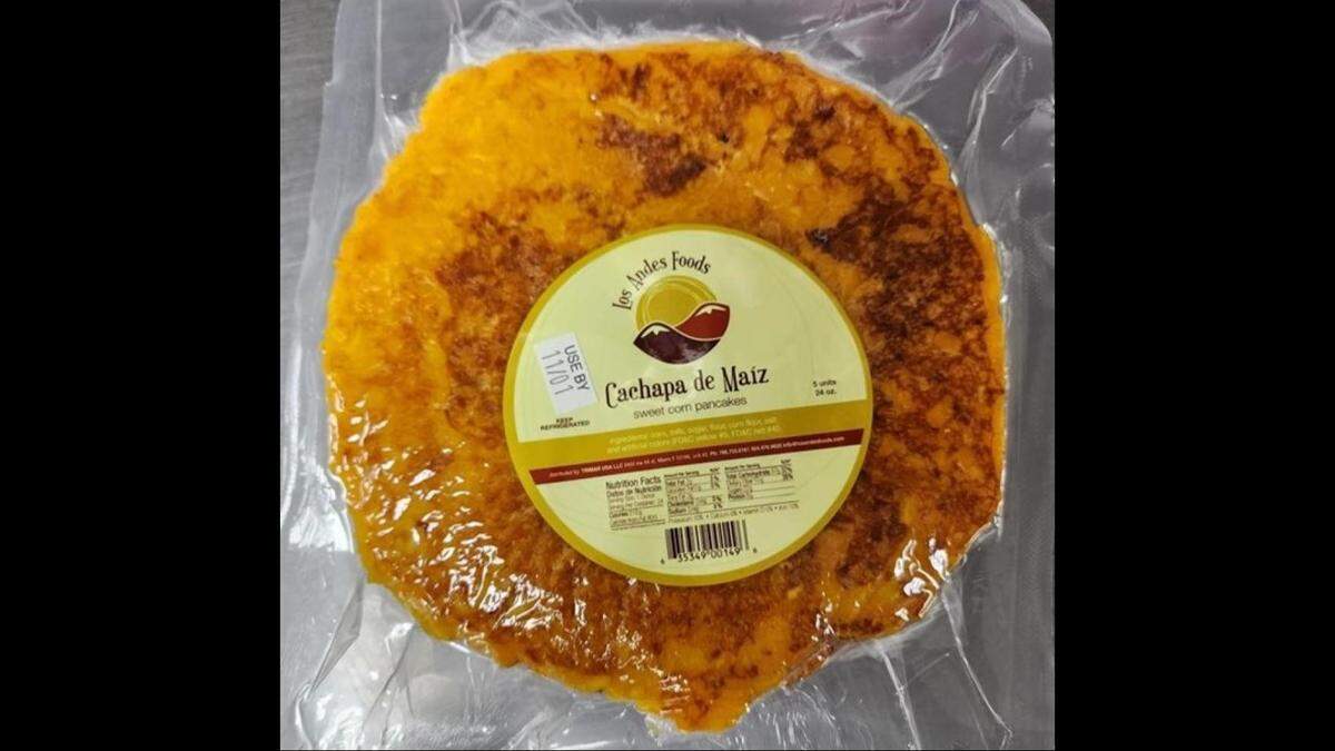 Los Andes Foods Cachapa de Maiz sweet corn pancakes made by Tipical Latin Food Corp. for Trimar USA.