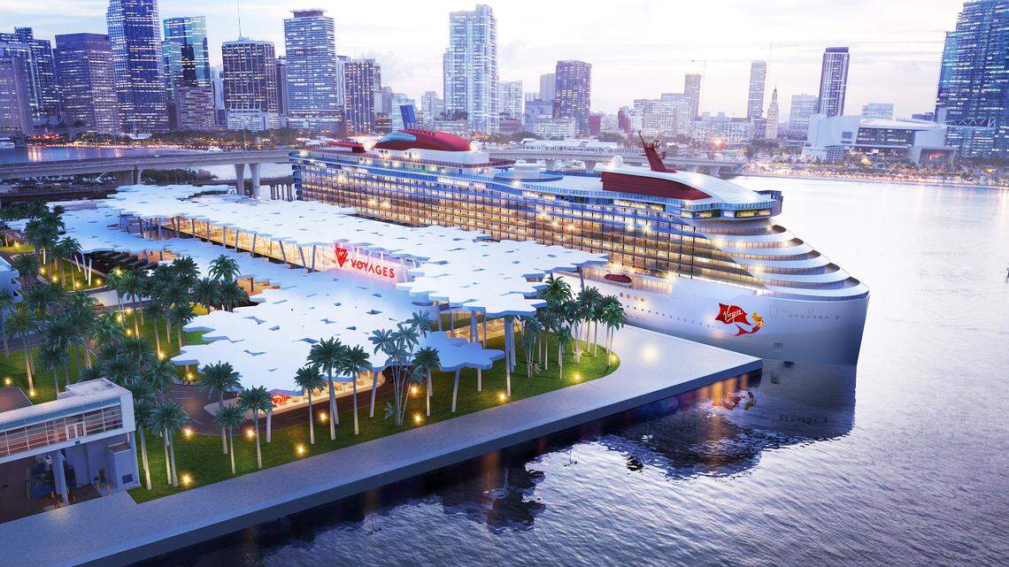 Rendering of the Virgin Voyages terminal planned at PortMiami, a project approved by the Miami-Dade County Commission on Thursday, Sept. 19, 2019.