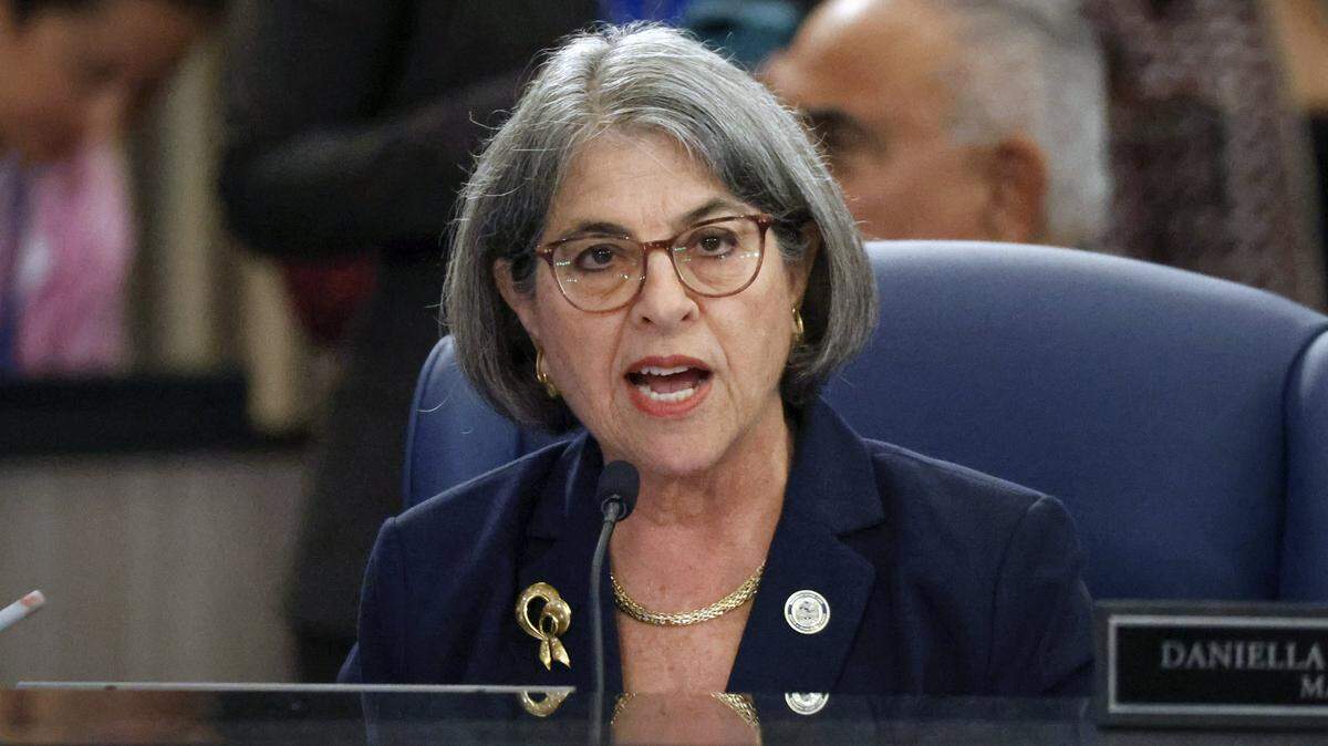 Miami-Dade Mayor Daniella Levine Cava speaks during the 2026 budget proposal at the Stephen P. Clark Government Center in Miami, Florida, on Thursday, September 4, 2025. 