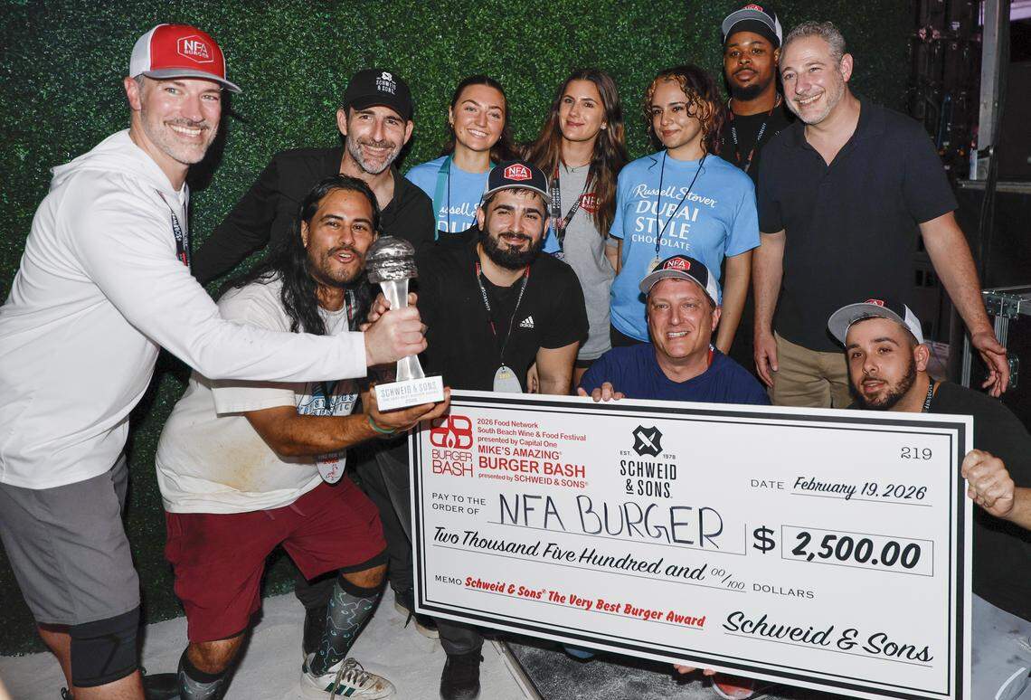 NFA Burger win's the Very Best Burger Award during the annual Burger Bash hosted by Rachael Ray as burger restaurants compete to make the best burgers on Thursday, February 19, 2026.
