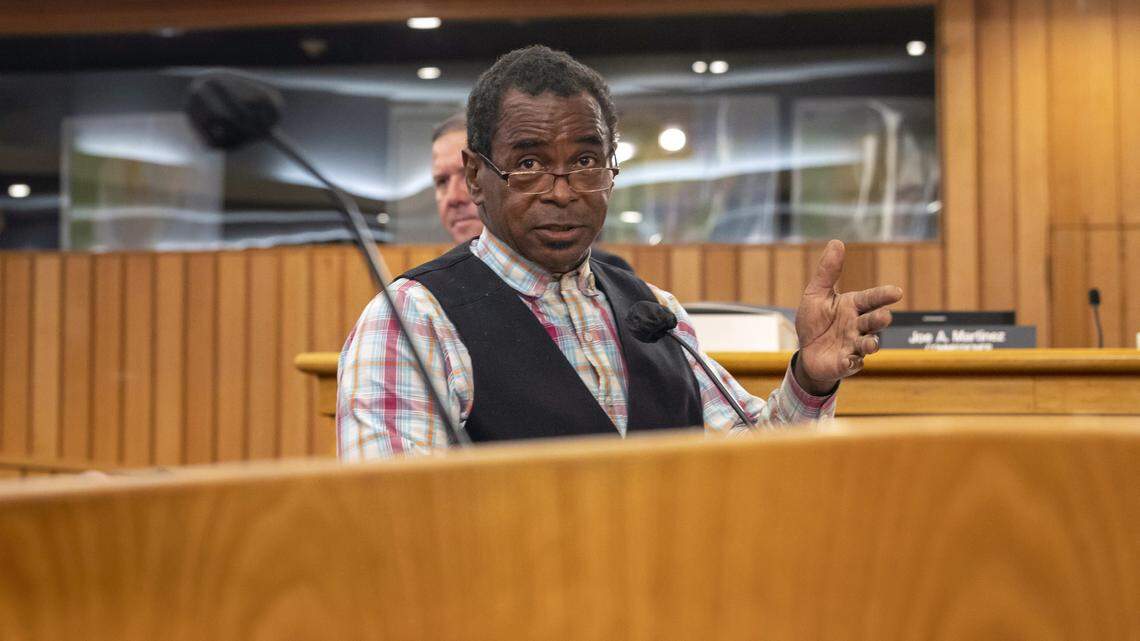 Roy Hardemon, former Florida State Representative,  speaks during the first Miami-Dade county budget hearing on Thursday, Sept. 8, 2022, at the Stephen P. Clark Government Center in Downtown Miami. Hardemon asked for additional funds. 