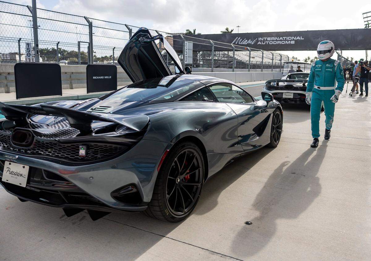 Cars are parked at the Miami International Autodrome during the F1 Miami GP Media Day at Hard Rock Stadium on Thursday, Feb. 13, 2025, in Miami Gardens, Fla.