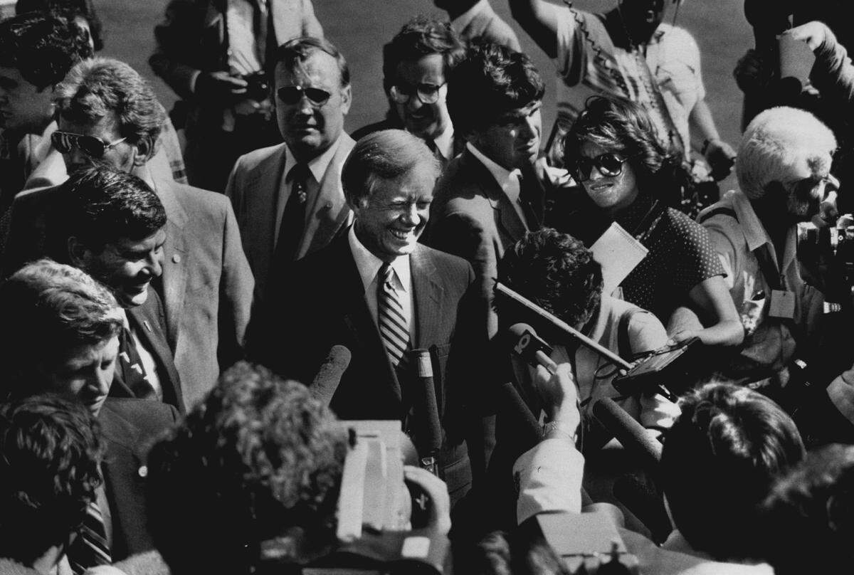 Jimmy Carter after arrival at Fort Lauderdale airport.