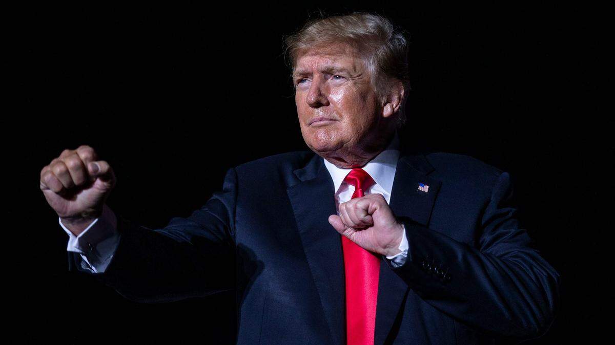 Former President Donald Trump wraps up a rally in 2021 in Des Moines.