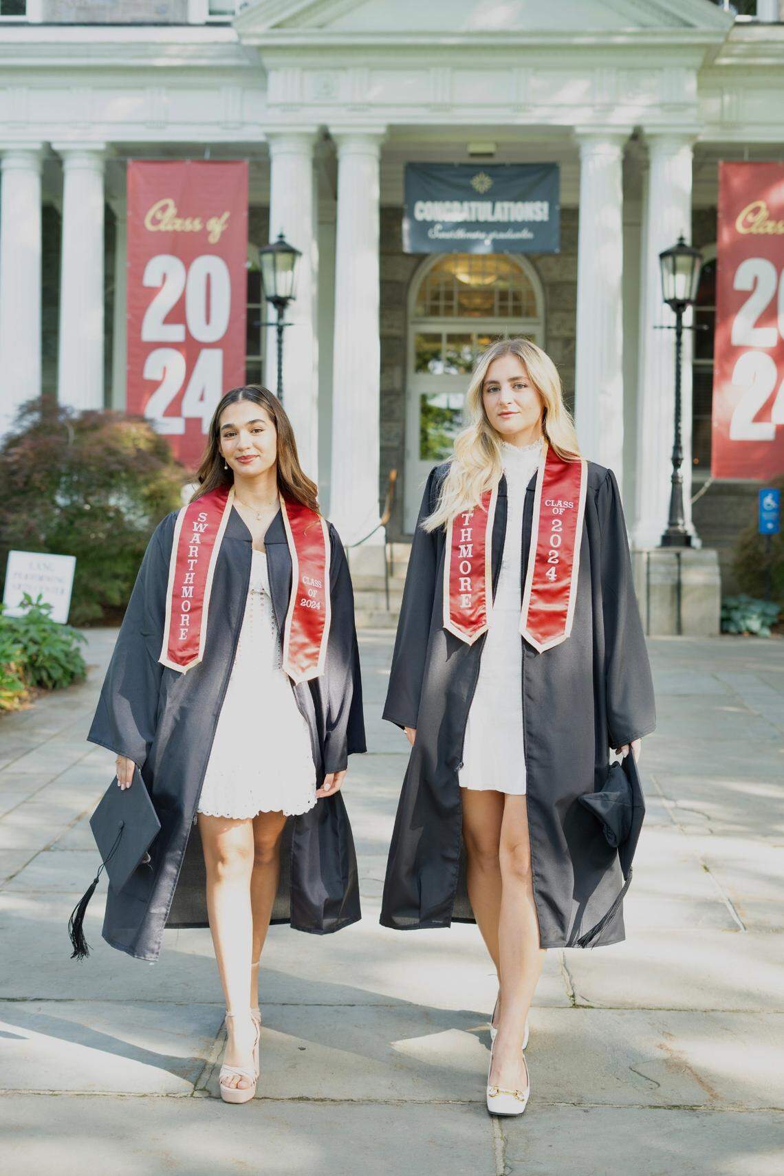 Best friends Alexia Couyutas Duarte (left) and Charlotte Pasko (right) on graduation day from Swarthmore College in Pennsylvania in May 2024.