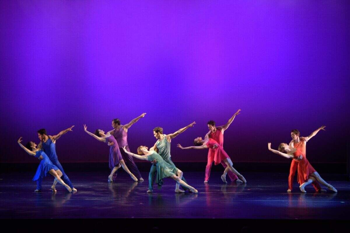 DDTM dancers strike the final pose in “Imagined Notions” by choreographer, Yanis Pikieris.
