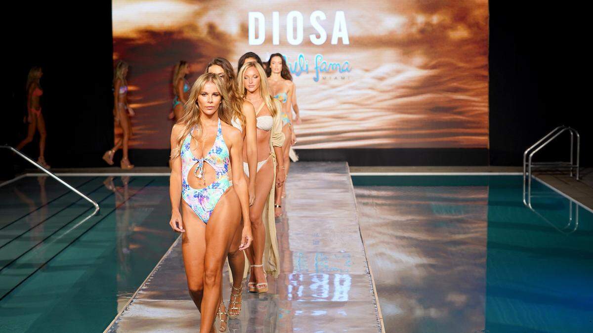 MIAMI, FLORIDA - AUGUST 22: Models walk the runway during the Luli Fama Reveals The 2021 Collection “Diosa” With A Livestreamed Runway Show – Paraiso Miami Beach 2020 at SLS Miami on August 22, 2020 in Miami, Florida. (Photo by Alexander Tamargo/Getty Images for Luli Fama)