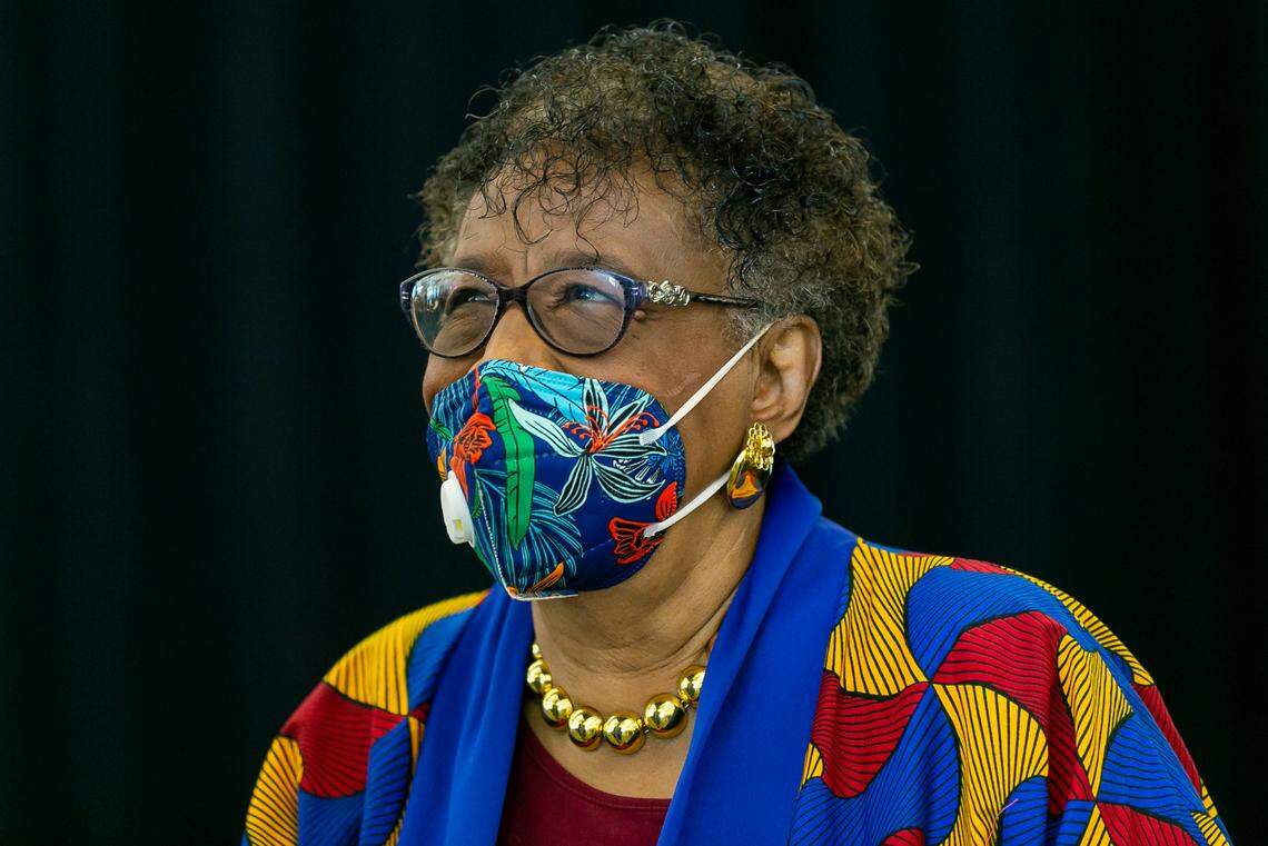 Commissioner Barbara J. Jordan attends a farewell event for term-limited commissioners and Mayor Carlos Gimenez at Port Miami in Miami, Florida on Friday, November 6, 2020.