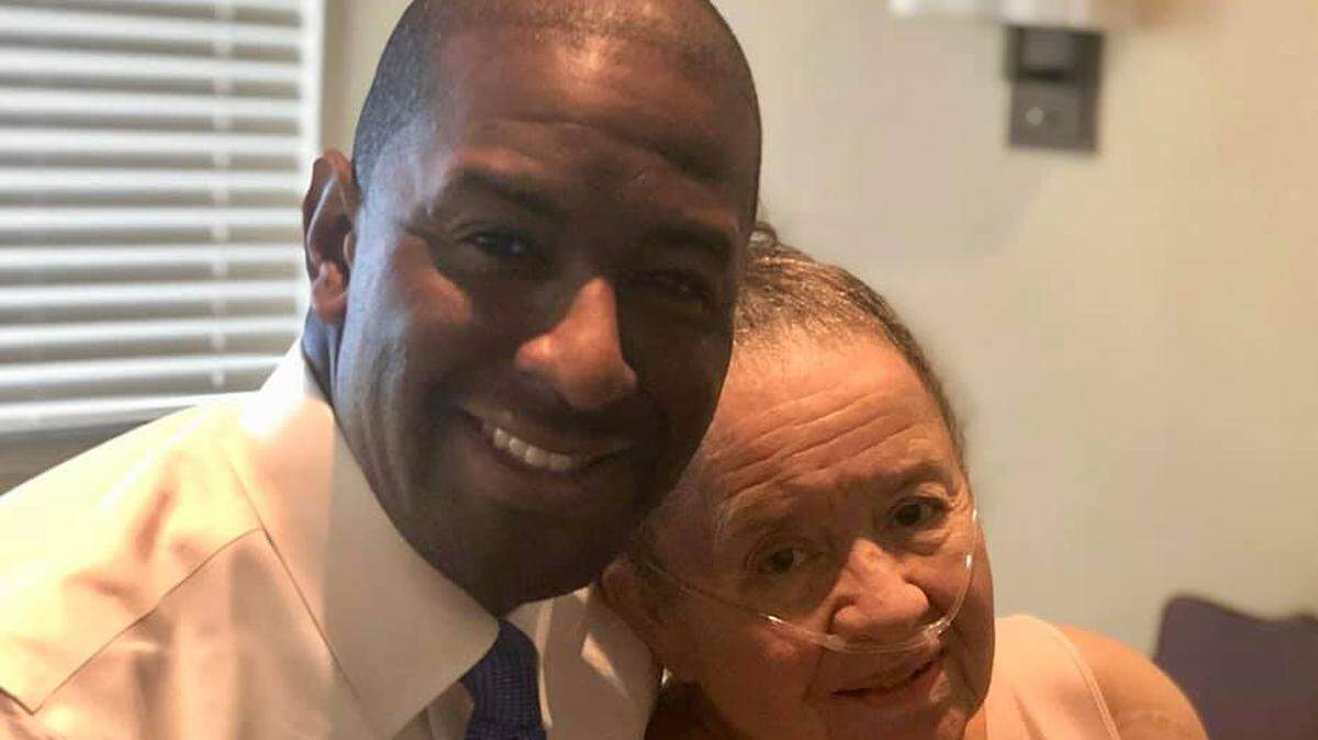 Andrew Gillum smiles with his grandmother, Elizabeth Gillum, who died Sunday in hospice care at the Mayo Clinic in Jacksonville.