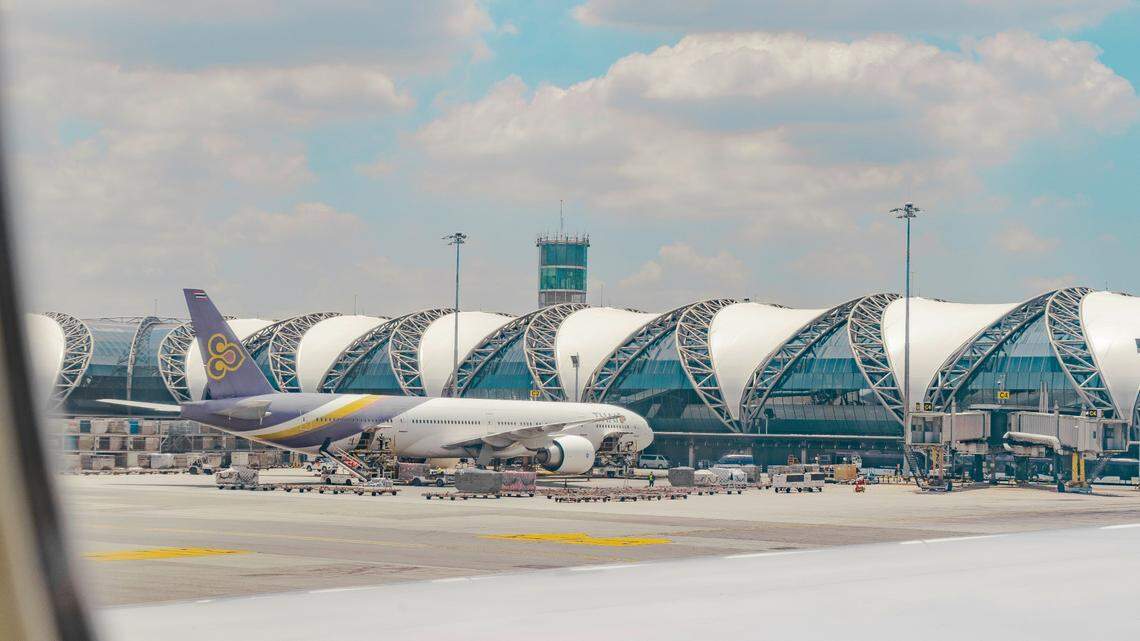 A man attempting to board a Thai Airways flight in Bangkok was smuggling pythons in his underwear, officials said.