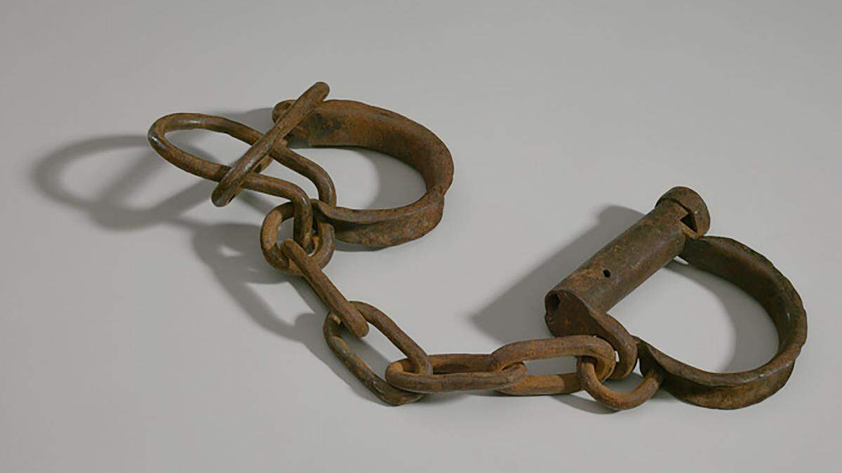 Metal shackles are part of the Smithsonian’s National Museum of African American History and Culture’s collection of slave objects, gift of Oprah Winfrey