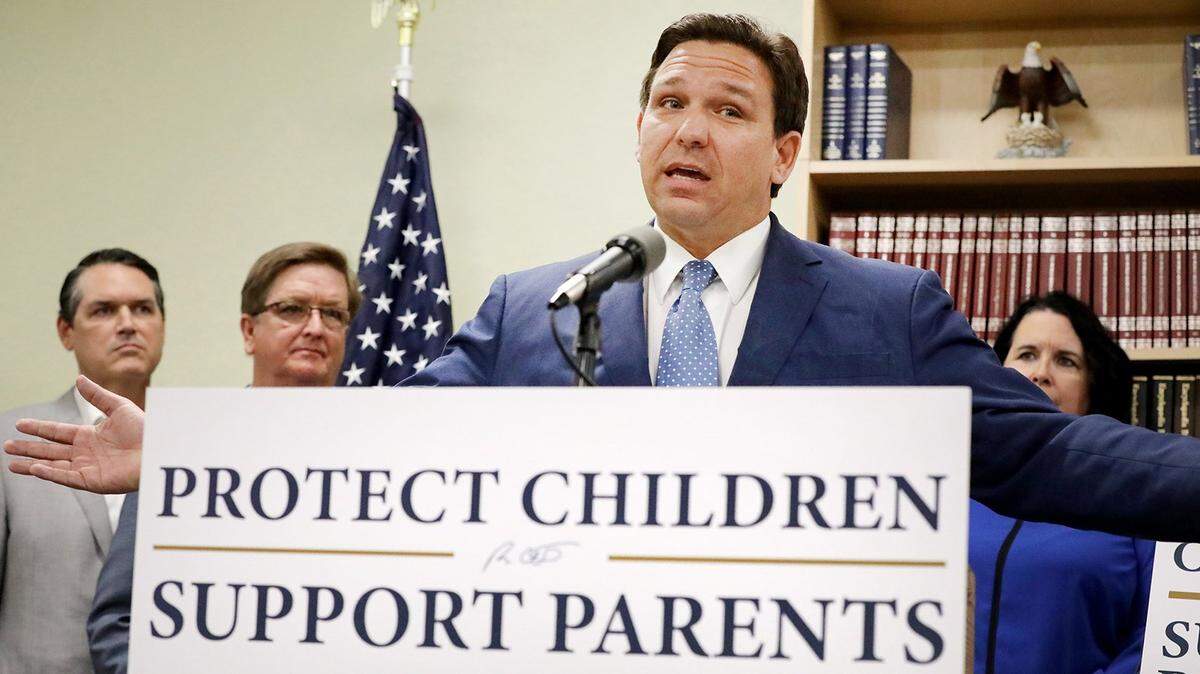 Gov. Ron DeSantis defended the six-week abortion ban he signed into law and took aim at former President Donald Trump on the issue on Tuesday, May 16, 2023.