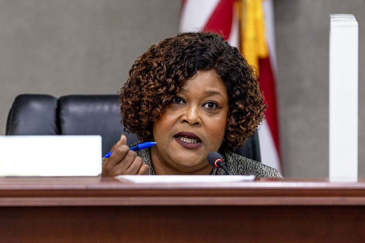 Commissioner Dr. Katrina V. Touchstone speaks during a city budget commission meeting at West Park City Hall on Wednesday, September 17, 2025, in West Park, Fla.
