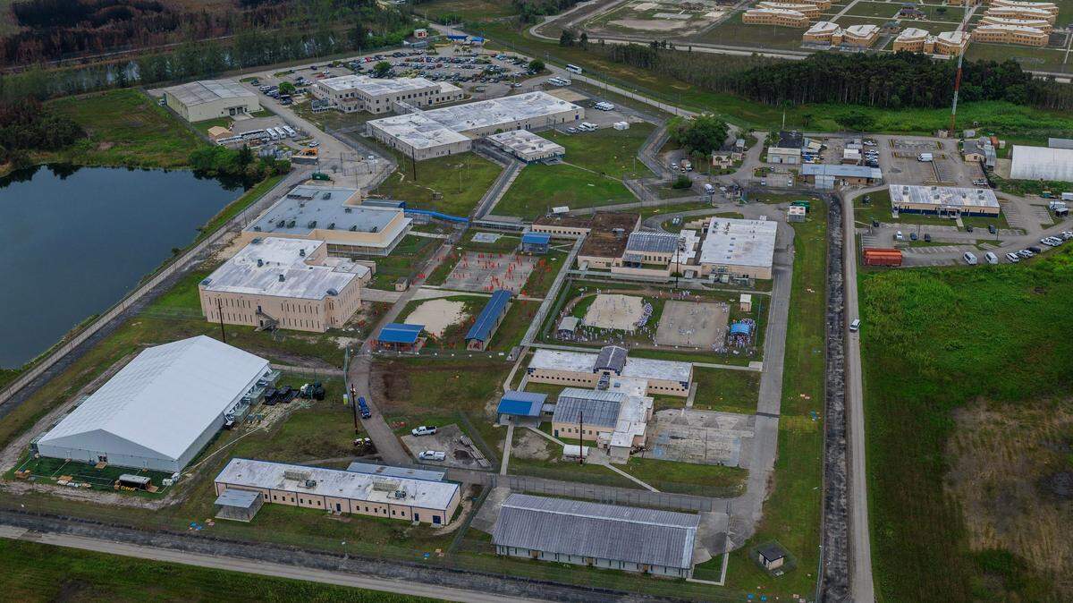 Vista aérea del Centro de Detención Krome en West Miami, Florida, el viernes 4 de julio de 2025.
