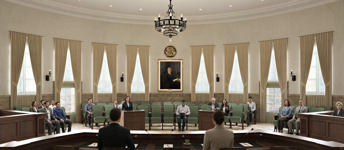 The commission chamber in Coral Gables City Hall will be restored to its historic style and configuration as part of a comprehensive renovation plan for the building, the first since it opened in 1928.
