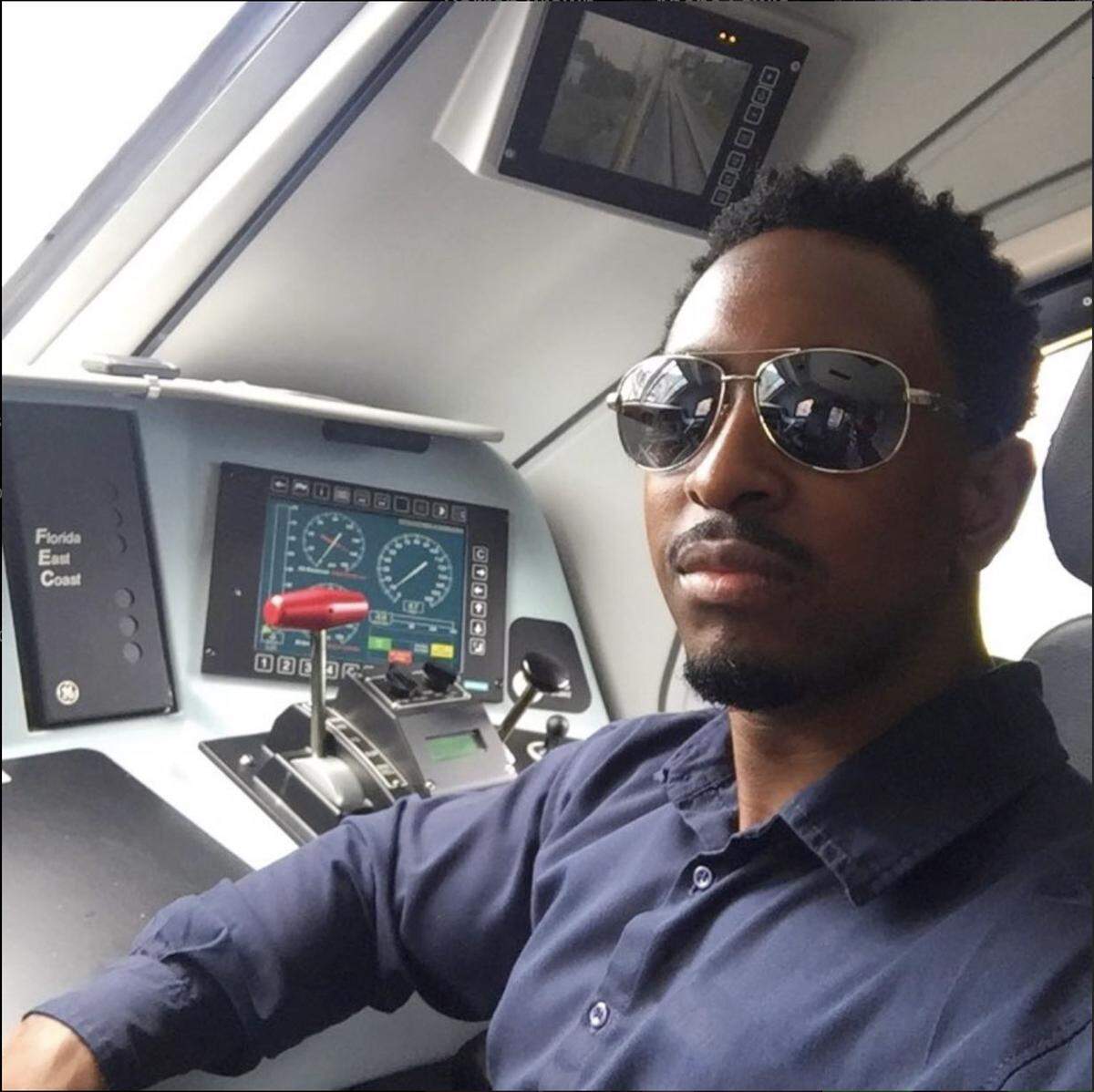 Brown posted a selfie on Instagram in March 2021 when Brightline was on a pandemic pause. He wrote, “I used to be a badass bullet train conductor in my past life.”