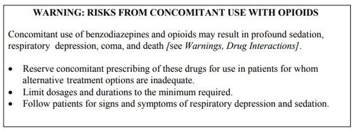 This is the current boxed warning for alprazolam, sold under the brand names Xanax and Xanax XR