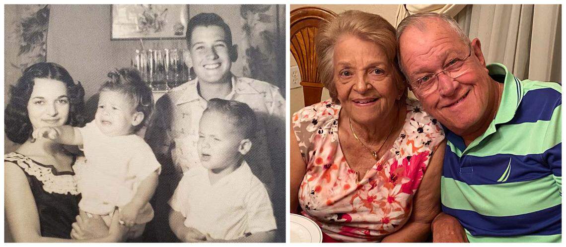 Gladys and Antonio Lozano met as teens in Havana, where they celebrated her 14th birthday, left. Right, they are celebrating their 58th wedding anniversary in 2020.