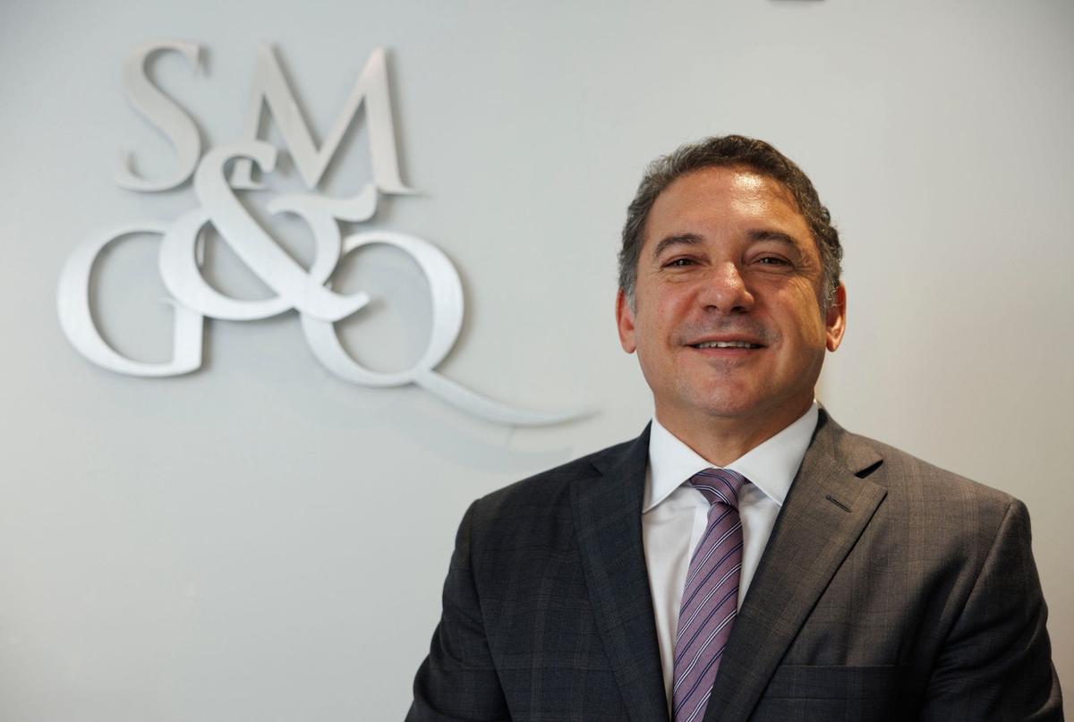 Roland Sanchez-Medina, recently selected Florida Bar Association president, poses in the SMGQ Law office on Wednesday, Sept. 25, 2024, in Coral Gables, Florida.