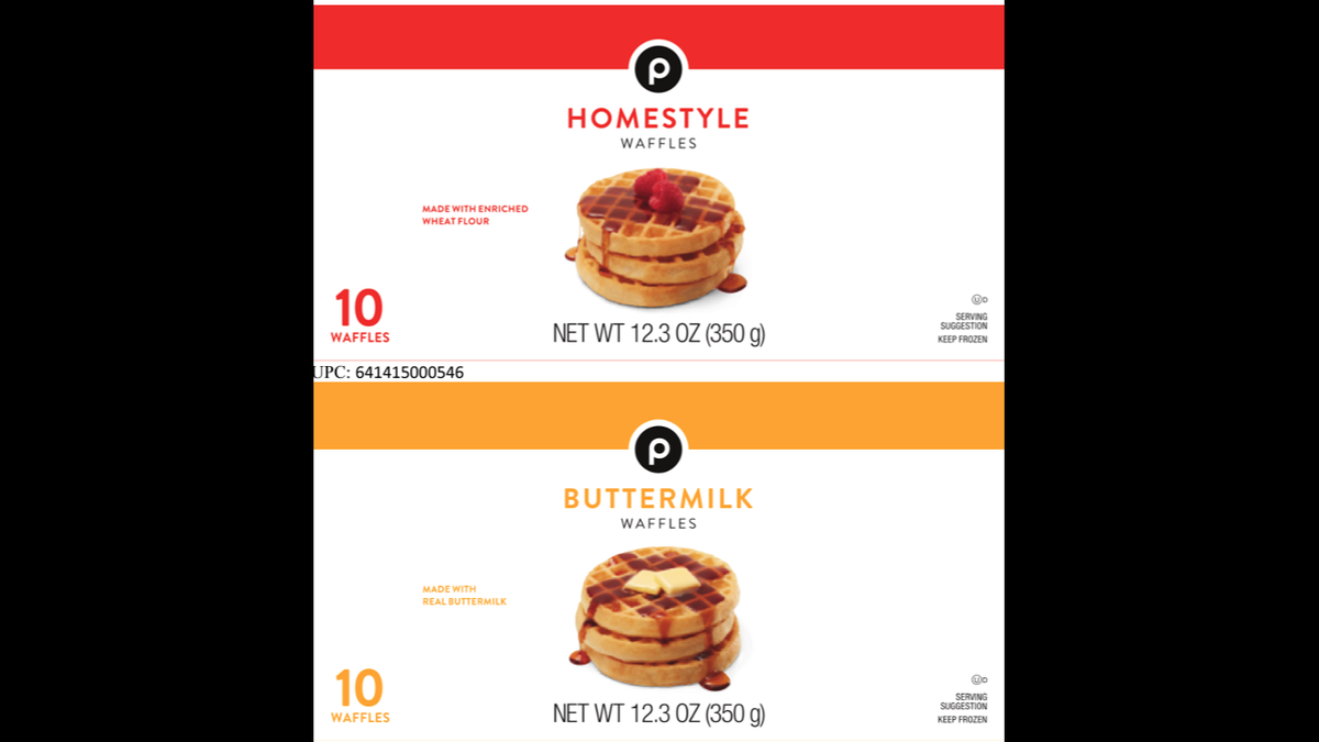 The varieties of Publix brand frozen waffles recalled on listeria concerns.