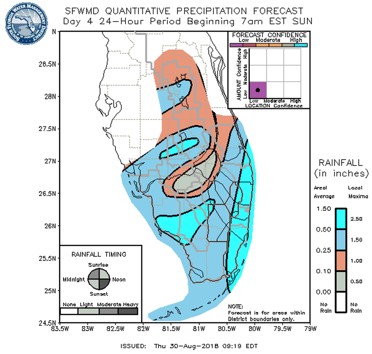 Heavy rain is expected to be widespread across South Florida by Sunday, Sept. 2, 2018.
