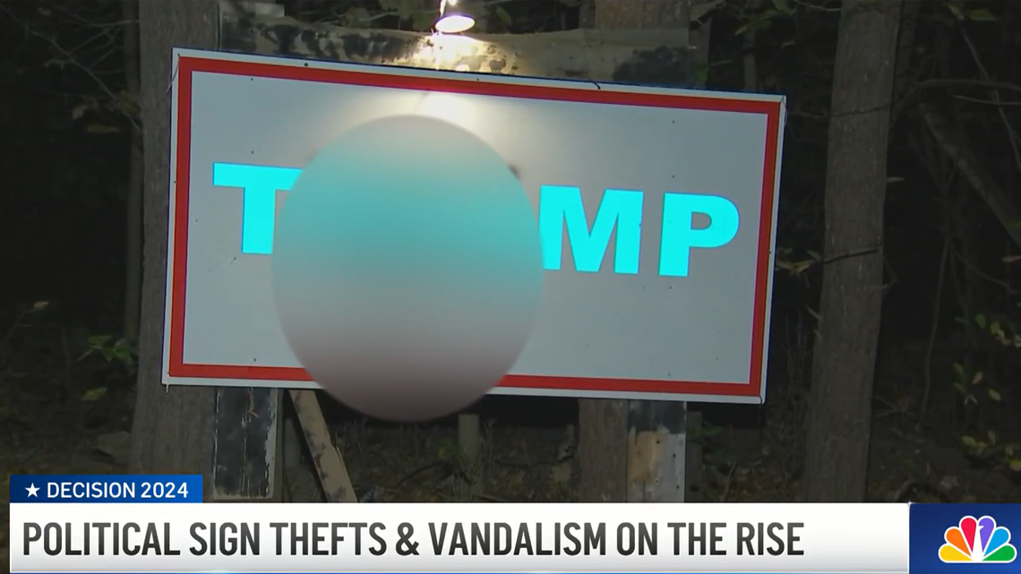 A hate symbol was painted on a Trump sign in Cohasset, Massachusetts, police said.