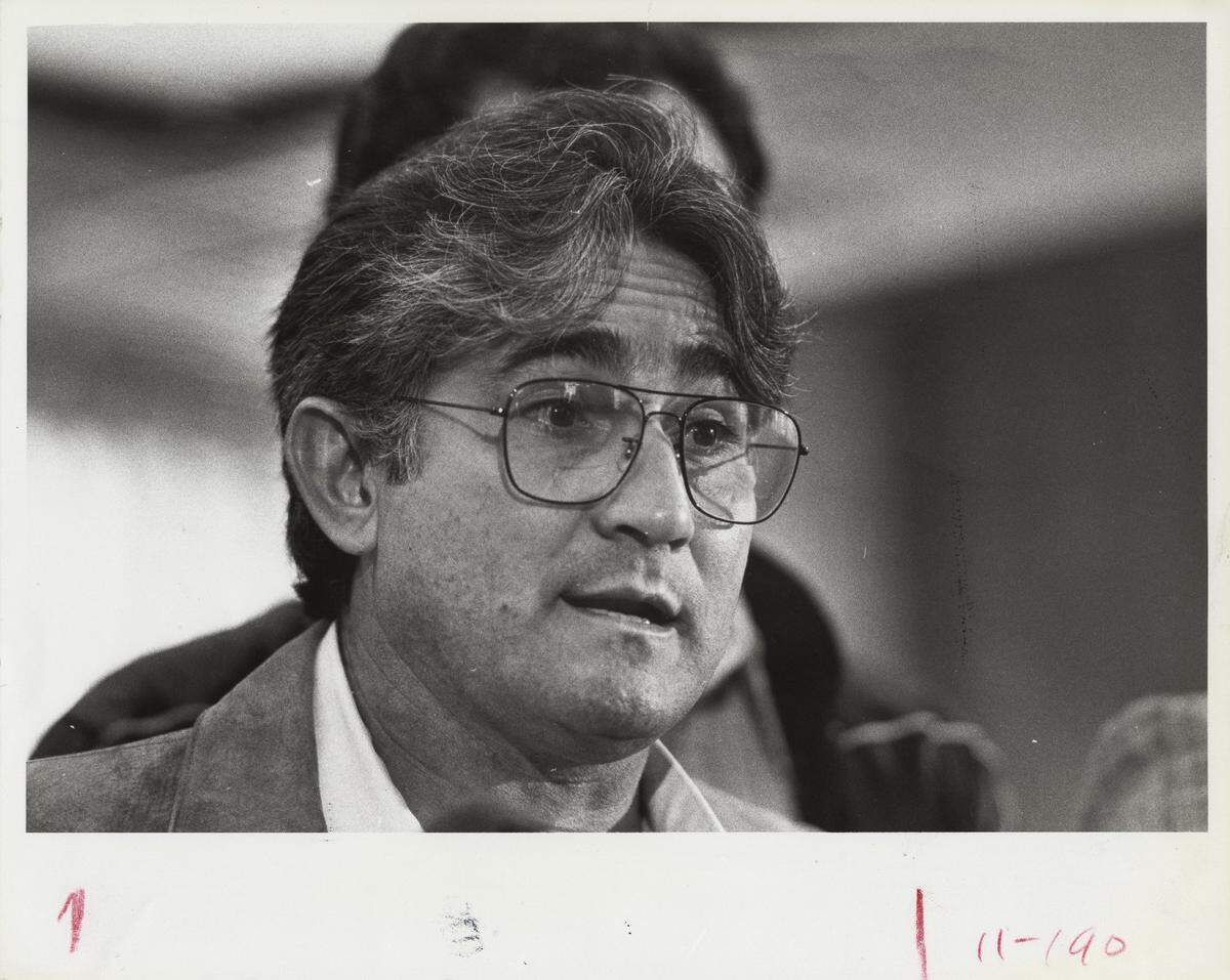A file photo from Dec. 31, 1985 of Edén Pastora, a rebel leader in the 1979 Sandinista revolution in Nicaragua at Sweetwater City Hall in Miami-Dade. 