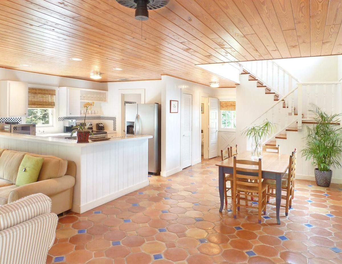 Inside the two-bedroom villa’s living area at The Casitas.