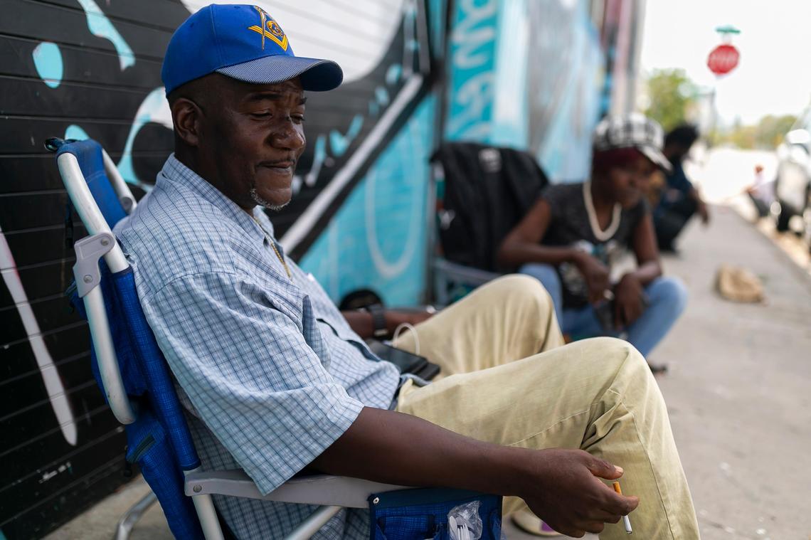 Keith Williams, 52, spends time near the Miami Rescue Mission Clinic, where he is a resident.