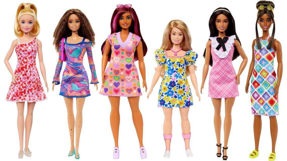 Mattel and the National Down Syndrome Society create a Barbie doll, fourth from left, for children, ‘who for the first time can play with a Barbie doll that looks like them.’