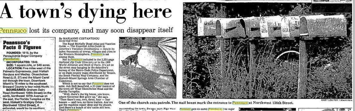 A newspaper article on Pennsuco.