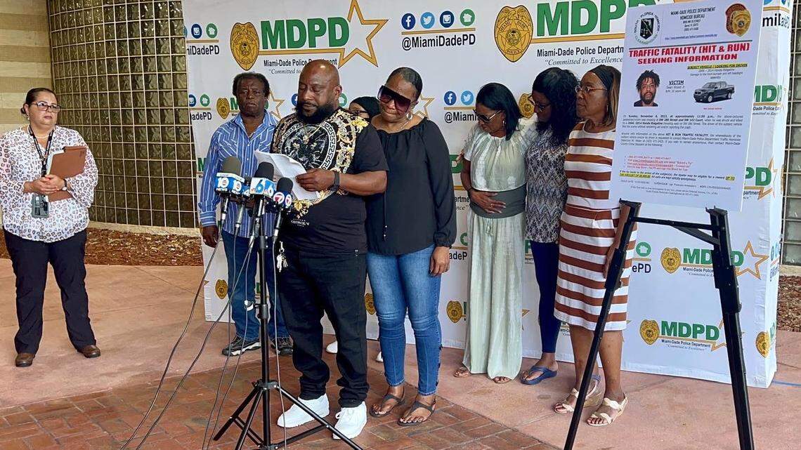On Nov. 14, 2022, Miami-Dade police detectives joined Sean Wood Jr.’s family members to plead for help to find the driver in a hit-and-run crash that killed the 35-year-old man.