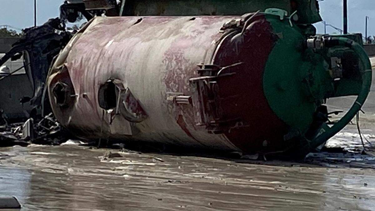 A person was “severely injured” after a tanker crashed on Interstate 595 on Thursday, Oct. 26, 2023, according authorities.