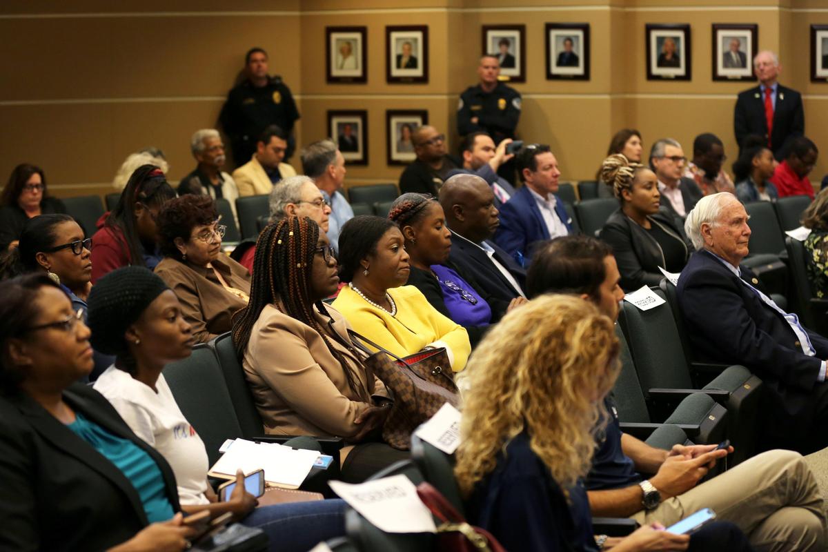A general view of the audience at the Miami-Dade County mayoral candidates debate at the government center in Sunny Isles Beach, Florida, on Monday, March 9, 2020.