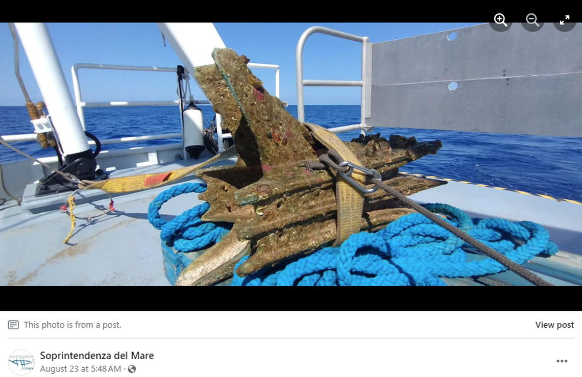 The large bronze piece was once attached to the front of a Roman warship, officials said.