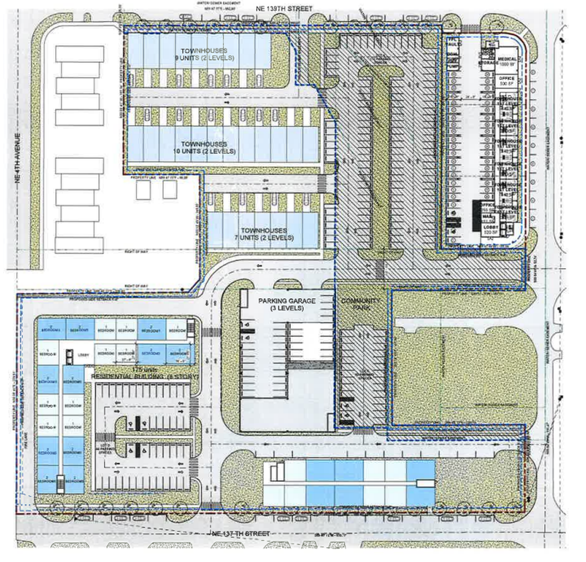 This is a sketch of the affordable apartment and townhome development planned for 6 acres in North Miami by retired Miami Heat star Udonis Haslem and partners Magellan Housing and Royal American Development.