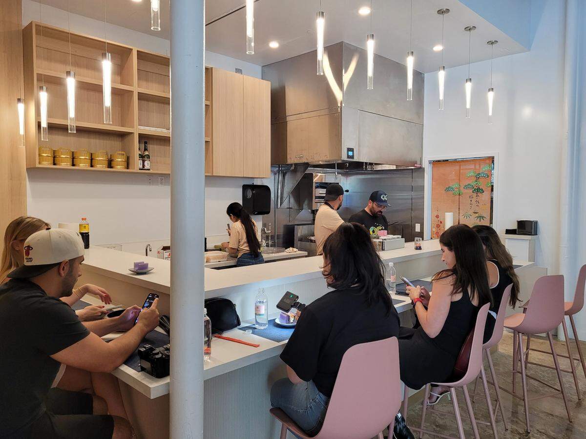 The original Miss Crispy Rice counter at Wynwood’s Oasis. The Japanese crispy rice bar is moving into the Caja Caliente space in Coral Gables.